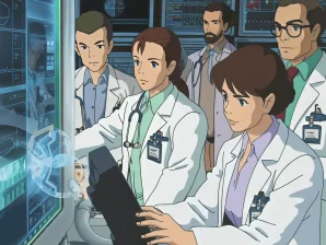 Doctor using AI interface, showing healthcare providers' AI awareness. {{brizy_dc_image_alt entityId=