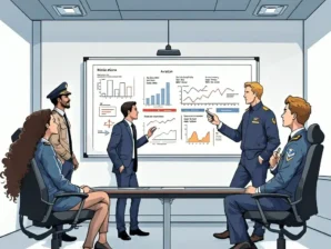 ATCO at Work: Focus, Stress, and Glucose Regulation. Air Traffic Controller focused at work, monitoring radar screens, with an interface showing glucose levels.
