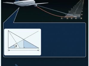 A cockpit view of a runway during a night approach, illustrating the visual challenges of the black hole approach